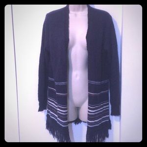 Boho fringe open front cardi